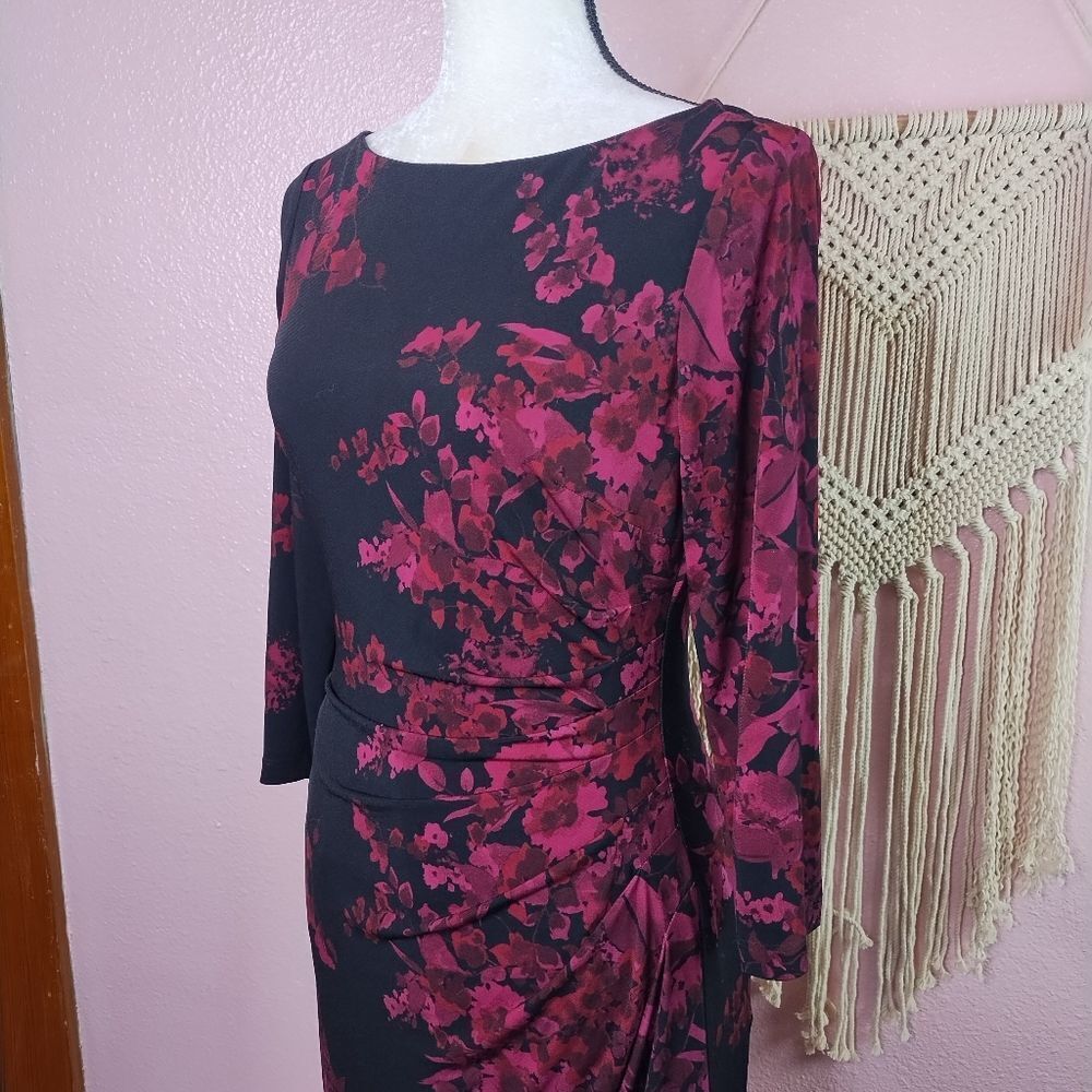 Lauren Ralph Lauren | Vintage Floral Stretch Midi Dress 6 - Picture 3 of 6